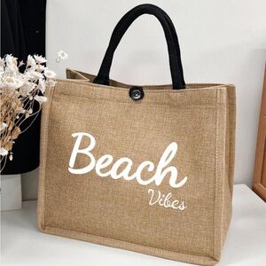 Beach Vibes Jute Beach Bag